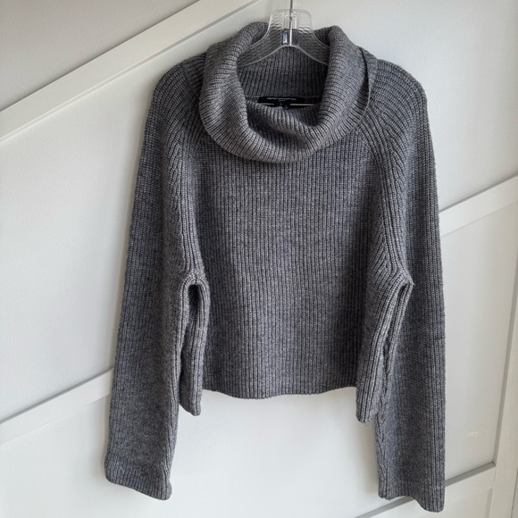 French Cinnection Mersai Cowl Neck Women's Gray Turtleneck Sweater sie L - Picture 11 of 13